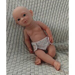 43cm Elf Doll 4.4lbs Full Body Platinum Silicone BabyGirl Doll Open Eyes Newborn